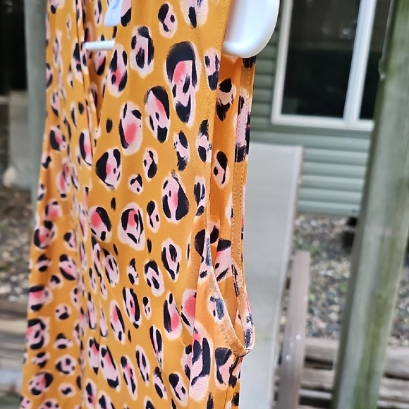 CAbi Women's Sleeveless Leopard Print Blouse - Orange and Black - Picture 3 of 4